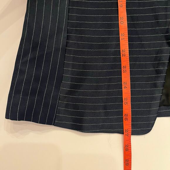 NWT Banana Republic Satin Blazer Women’s Size 0 Navy Pinstripe Boyfriend Office - Picture 11 of 16
